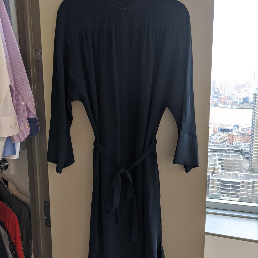 Vince Silk Shirred Shirt Dress